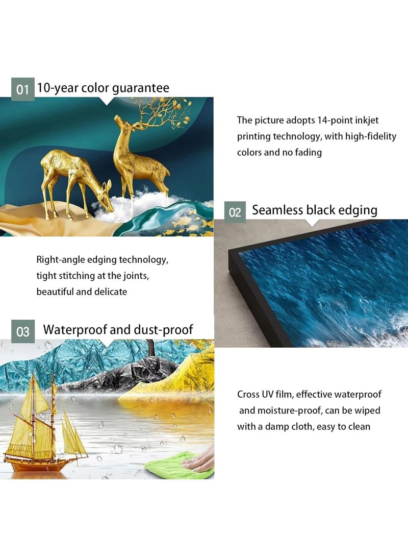 GuRiver Modern Wall Art Decoration Framed Triptych Set, Stylish Retro Decorative Painting, Punch-Free And Easy To Install, Suitable For Living Room, Bedroom, Study, Dining Room, Various Styles And Sizes - Image 4