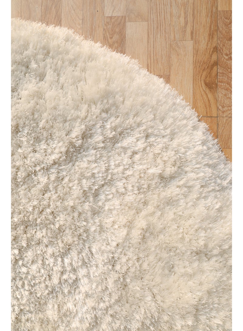Ramsha Handmade shaggy rug Fur rug white color soft fur rug SG-012 round rug 90 cm - Image 3