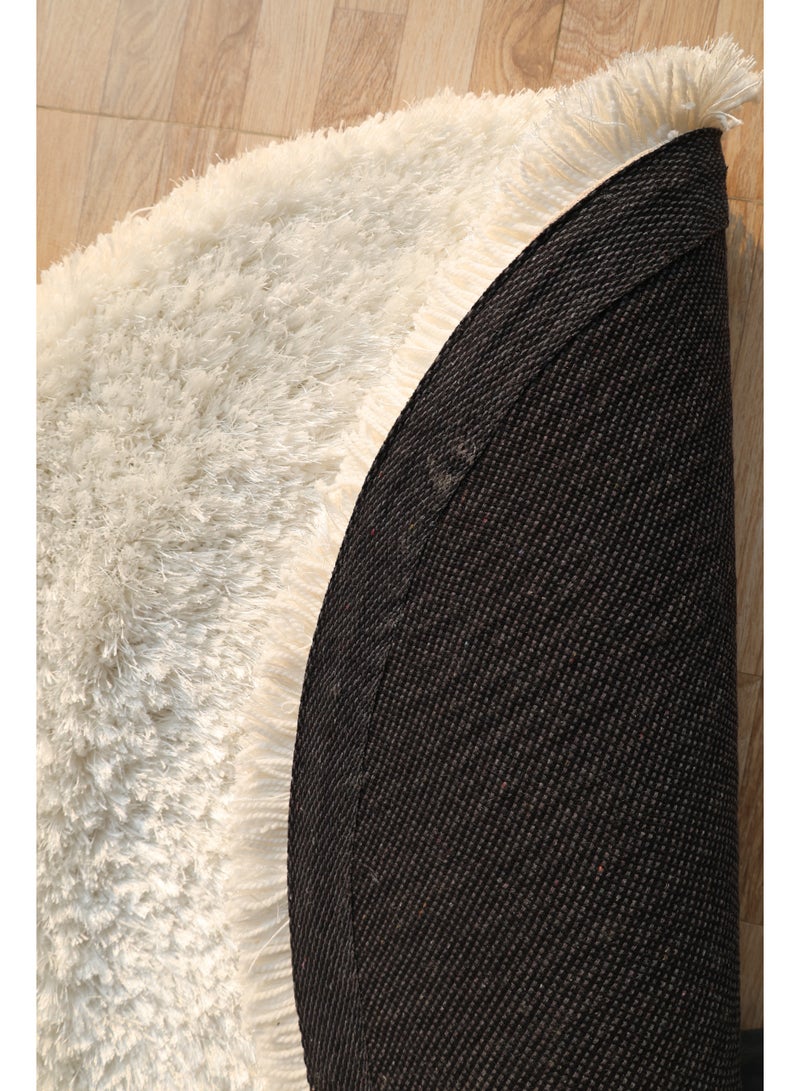 Ramsha Handmade shaggy rug Fur rug white color soft fur rug SG-012 round rug 90 cm - Image 2