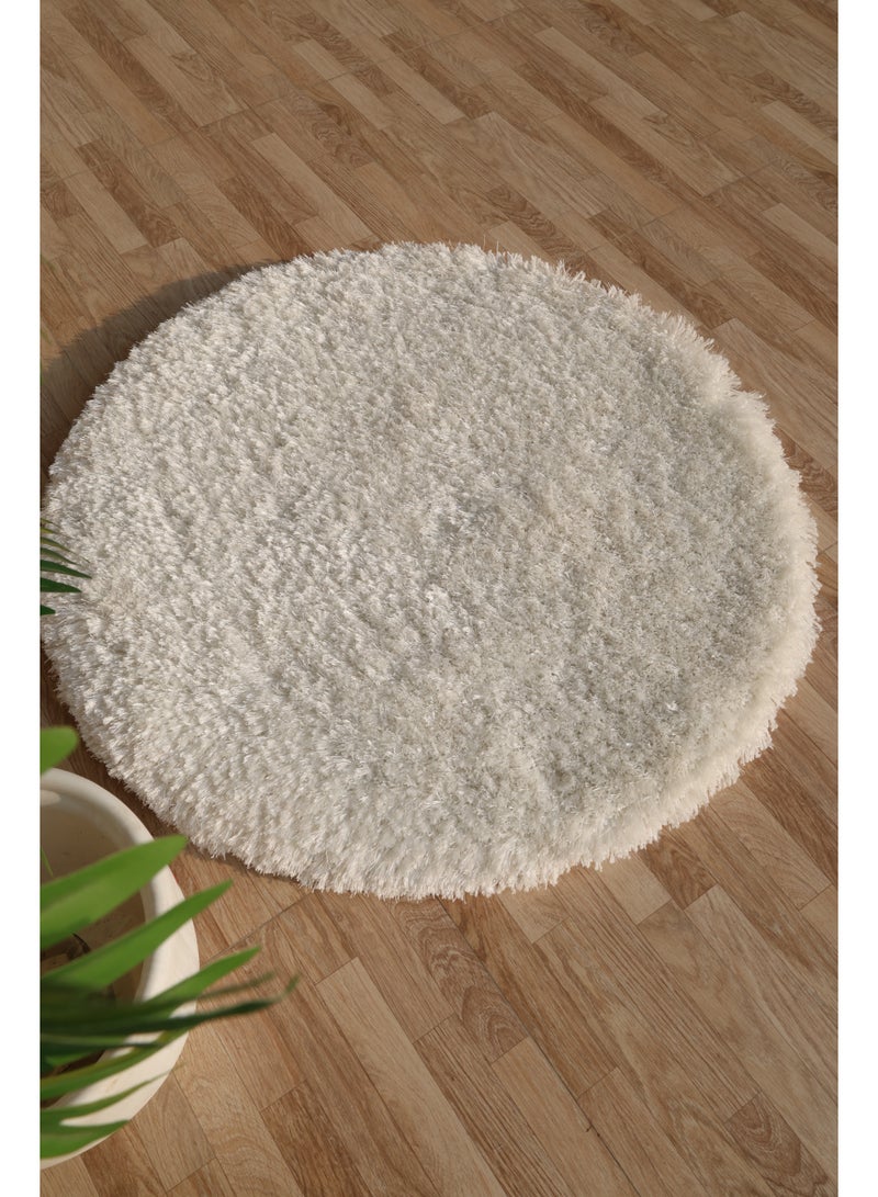 Ramsha Handmade shaggy rug Fur rug white color soft fur rug SG-012 round rug 90 cm - Image 5