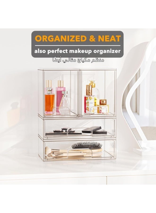 LBMT Baby Bottle Storage Organizer, 4 Pack Clear Stackable Storage Drawers Set for Baby Bottle, Clear Station Organizers Container for Pacifiers, Pump Parts, Beauty Supplies Storage,Ideal for Countertop, Vanity, Bathroom, Cabinet, Pantry Organization - Image 5
