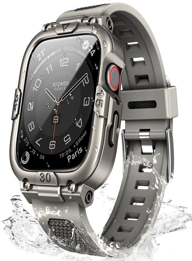 Mosonio Sport Rugged Case with Band for Apple Watch Band S11 S10 46mm Men, Waterproof Band with Screen Protector, 360°Protective Cover and Tough Bumper for iwatch Series 11 10(Titanium Grey,46mm) - Image 1