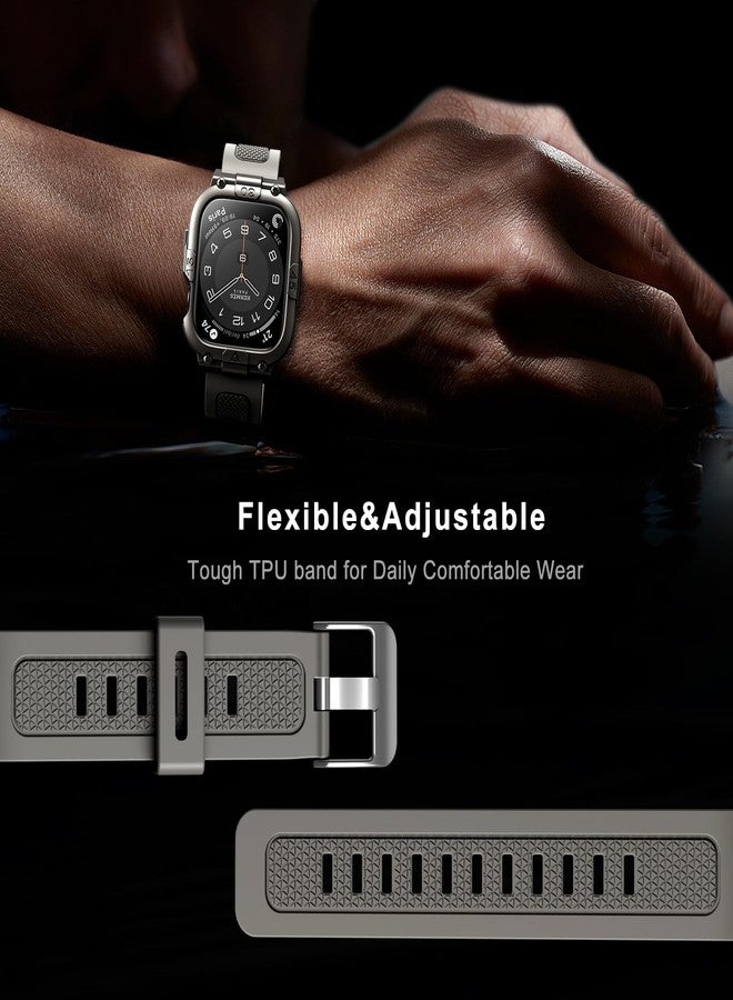 Mosonio Sport Rugged Case with Band for Apple Watch Band S11 S10 46mm Men, Waterproof Band with Screen Protector, 360°Protective Cover and Tough Bumper for iwatch Series 11 10(Titanium Grey,46mm) - Image 4