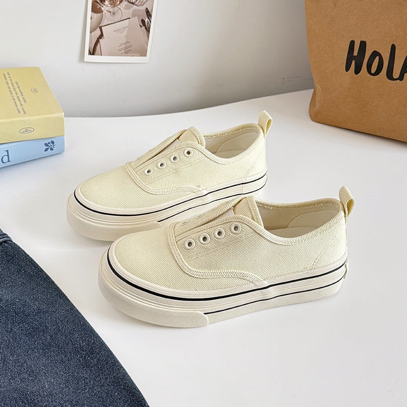 Simple Style Solid Color Canvas Shoes 2025 Style Slip-On Low-Top Platform Casual Shoes 6650 - Image 3