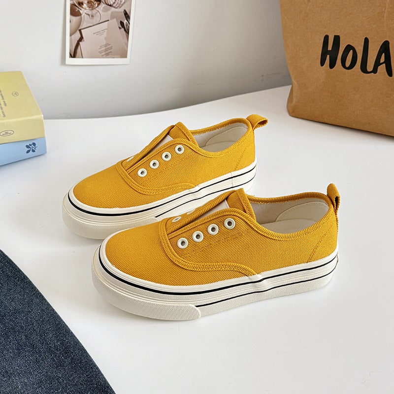 Simple Style Solid Color Canvas Shoes 2025 Style Slip-On Low-Top Platform Casual Shoes 6650 - Image 4
