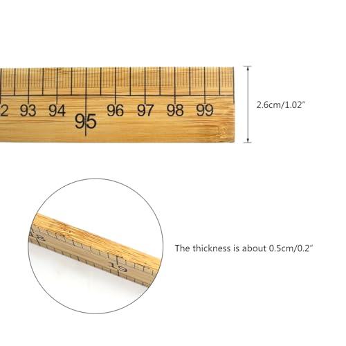 VOCUE 12Inch Wooden Ruler, Wood Measuring Ruler Double-Sided Centimeter Metric Ruler Wooden Straight Ruler for Drafting - Image 3