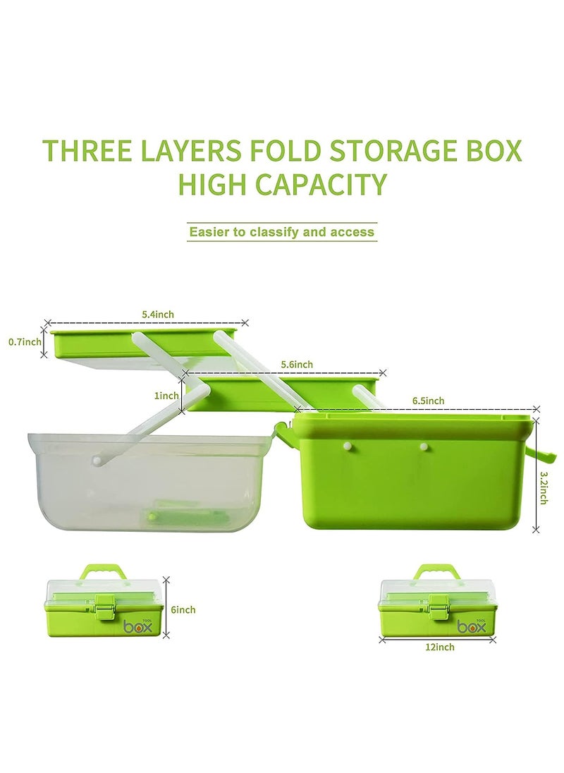 Vishal Smart Mall Vishal MultiFunctional 132 Inch 3Layer Plastic Toolbox Folding Storage Organizer with Tray for Art Craft Tools Kids Supplies and Cosmetic Storage  - Image 2