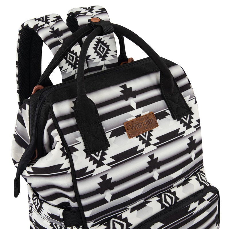 Wrangler Aztec Backpack Organized Daypack Travel Baby Bag with Stroller Strap and Side Bottle Pockets WG2204-9110BK - Image 2