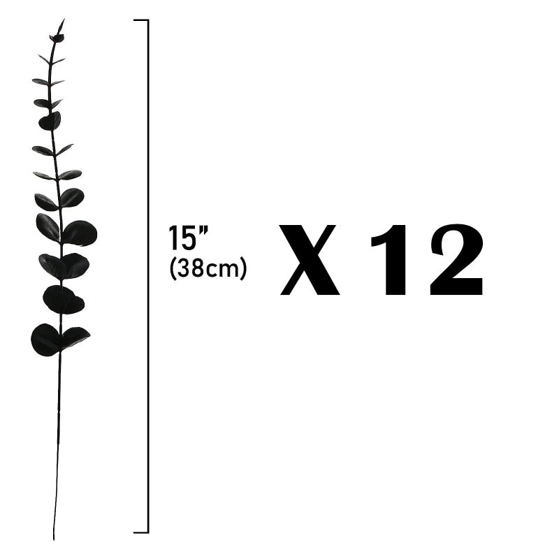 ABAJI Plastic Eucalyptus Green Spraying Frost Stems 12 Fake Faux Decorations Artificial Leaves Greenery Plant Leaf Home Office House Table Desk Decor Wedding Party Vase Forever Live - Image 2