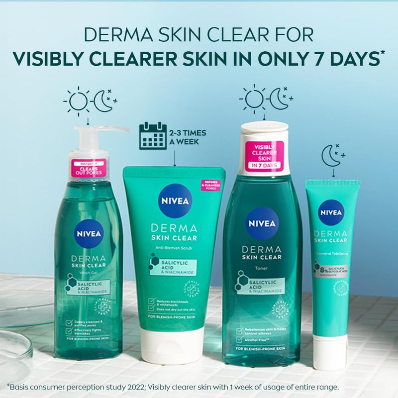 NIVEA Derma Skin Clear Toner 200ml Cleansing and Hydrating Toner Salicylic Acid Toner Enriched with Niacinamide to Rebalance the Skin and Remove Impurities For BlemishProne Skin - Image 5