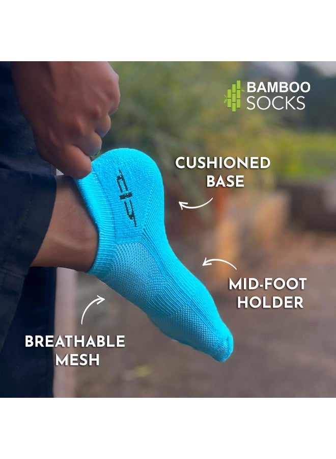 HEELIUM HEELIUM Bamboo Anklet Socks for Women|Ankle Length|Odour-Free & Breathable|Padded Base & Anti-bacterial|3X Softer than Cotton Socks, Blue  - Image 3