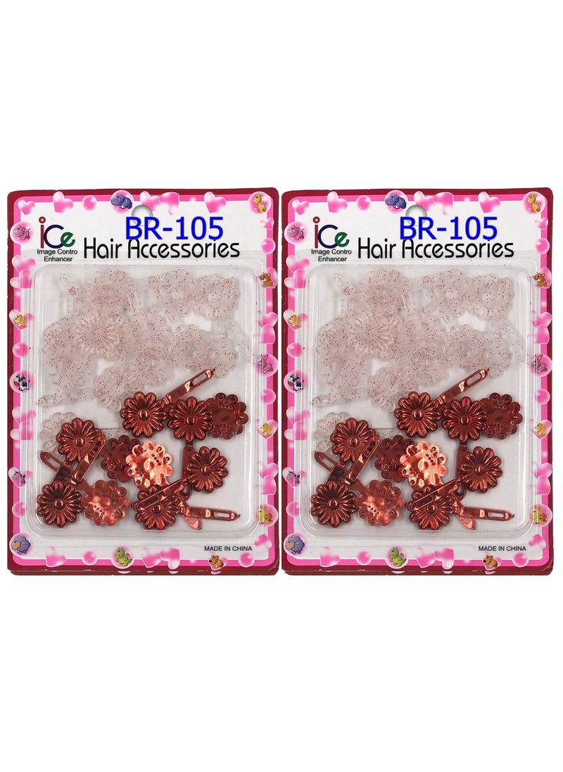 TARA Tara Girls Self Hinge Plastic Bow Hair Barrettes Selection Pack Of 2 BR105 