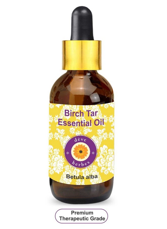 Deve Herbes - Pure Birch Tar Essential Oil (Betula Alba) With Glass Dropper Steam Distilled 100Ml - Image 1