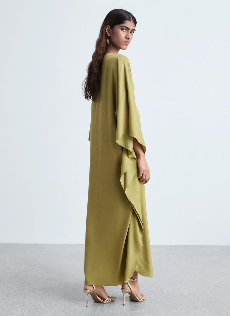 MANGO Olive V-Neck Dress  - Image 2