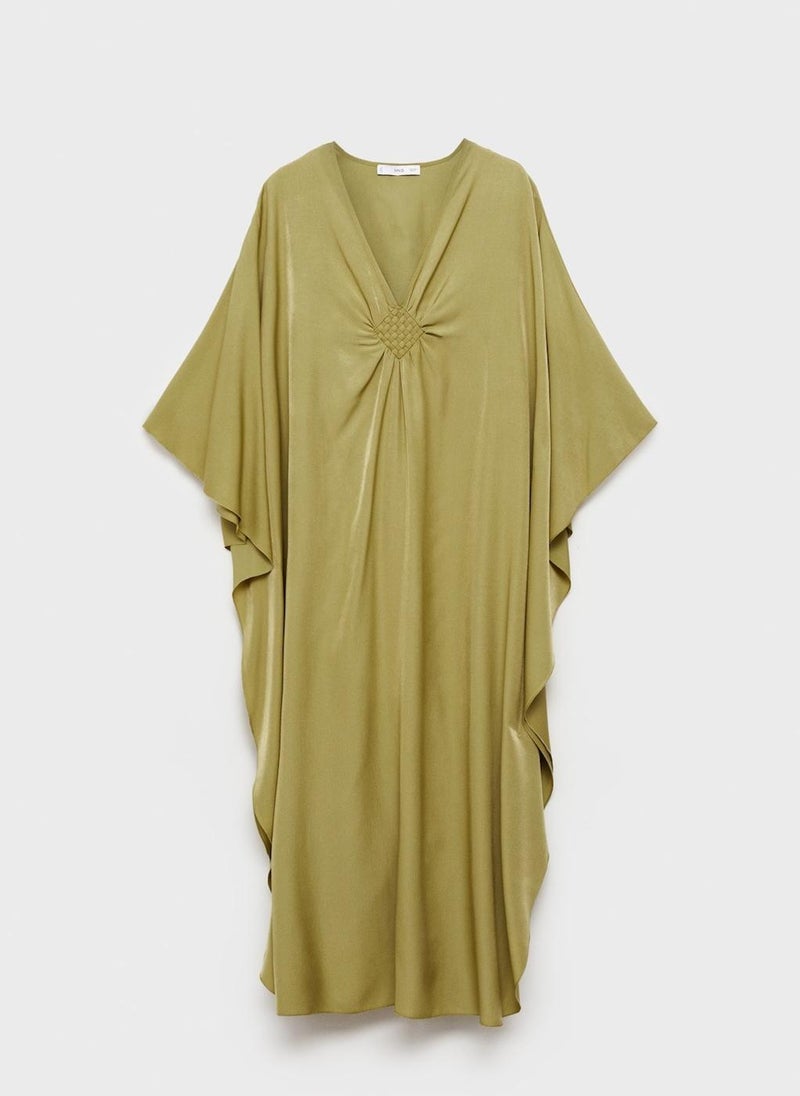 MANGO Olive V-Neck Dress  - Image 5