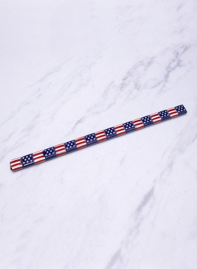 Fablinks Italian Charm USA Bracelet, American Flag Bracelets for Women, 9mm Stainless Steel Stretch Link Bracelets, Expandable Modular Country Nation Jewelry (USA) - Image 3