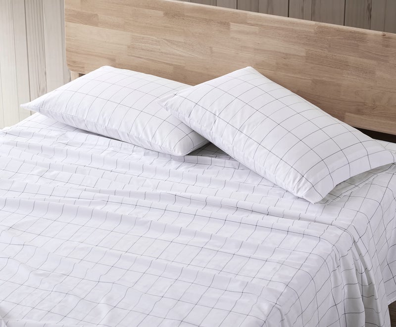Eddie Bauer Eddie Bauer Home Sheets Cotton Percale Bedding Set  Crisp & Cool  Stylish Home Decor  Twin  Northern Plaid White/Grey  - Image 2