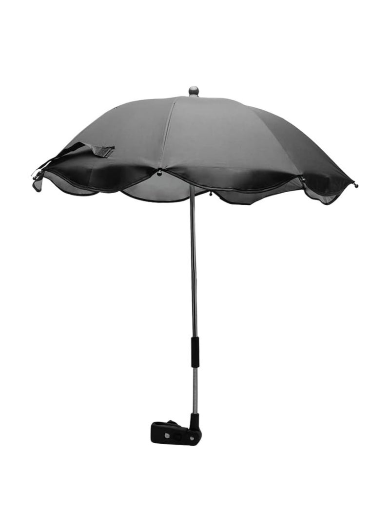 Adjustable UV Protection Clamp-On Parasol Umbrella for Baby Strollers, Prams, Wheelchairs, Beach Chairs, and Golf Carts - Versatile Shade with Clip Fixing Device for Sun and Rain.  - Image 3