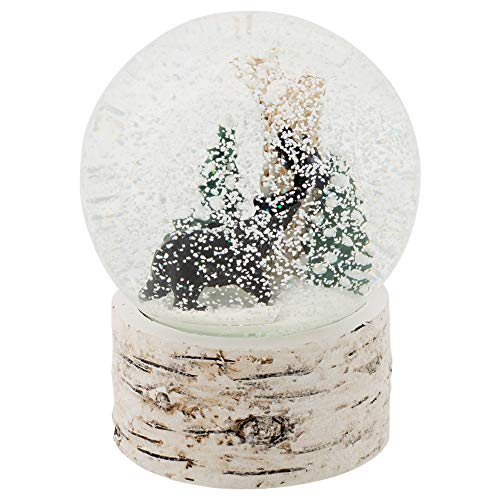 Roman White Wash Wood Black Bear 5.5 inch Resin Decorative Snow Globe - Image 1