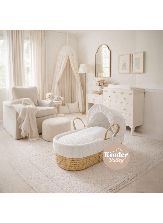 كايندر فالي Premium Cotton Waffle Moses Basket - Image 4