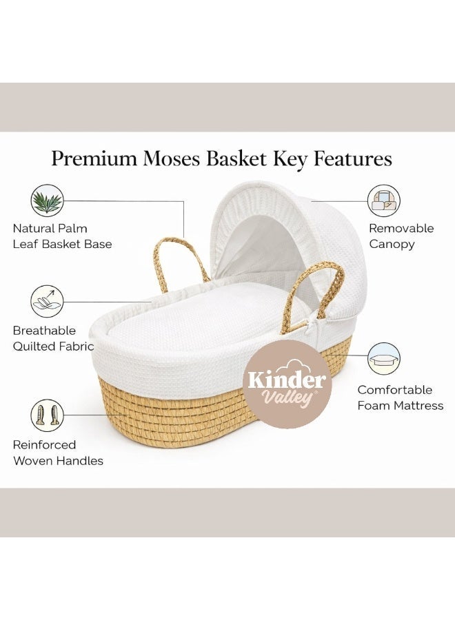 كايندر فالي Premium Cotton Waffle Moses Basket - Image 3