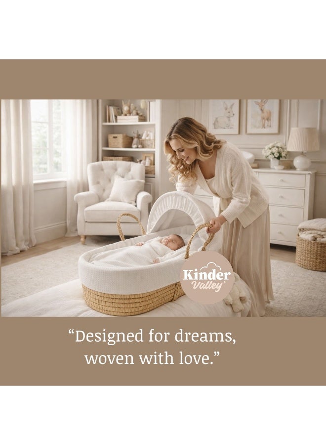 كايندر فالي Premium Cotton Waffle Moses Basket - Image 2