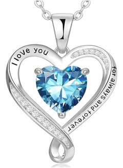 Zifeel Infinity Heart Pendant Necklace for Women 925 Sterling Silver, Silver Birthstone Necklace for Women, Anniversary Birthday Gifts for Her Wife Daughter Girlfriend Girls, Valentines Day Mothers Day  Gifts Jewelry for Women Mom…  - Image 1