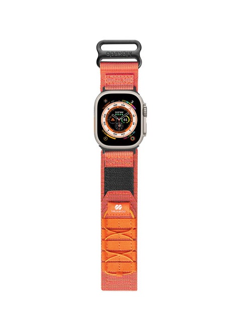 Moxedo Tactical Sports Rugged Strap Breathable Nylon Braided Compatible with Apple Watch Band Series 8 7 6 5 4 3 2 1 SE Ultra  Woven Loop Design for 44mm 45mm 49mm -Orange