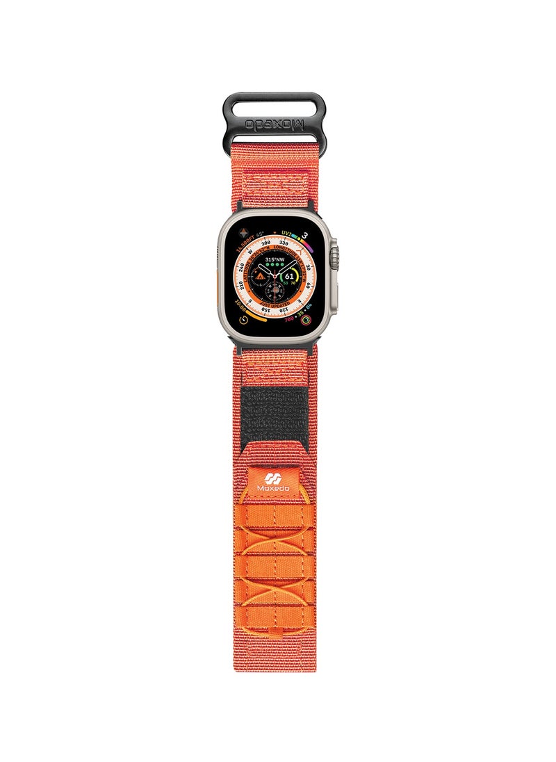 Moxedo - Moxedo Tactical Sports Rugged Strap Breathable Nylon Braided Compatible with Apple Watch Band Series 8 7 6 5 4 3 2 1 SE Ultra  Woven Loop Design for 44mm 45mm 49mm -Orange - Image 1