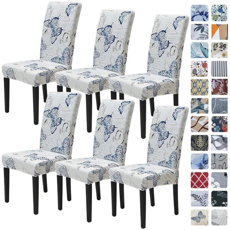 SPRINGRICO Chair Covers for Dining Room 6 Pack Stretch Dining Chair Cover Spandex Kitchen Parsons Chair Slipcovers Washable Seat Protector for Home or Party Set of 6 The Fairy Butterfly