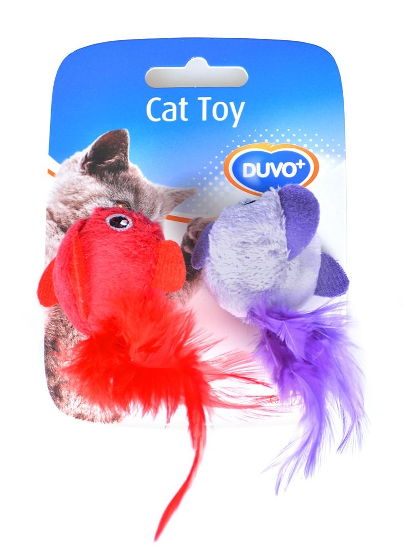 2Pcs Assortment Birds With Feather Toy For Birds Red/Purple 13 X 10 X 3.5cm