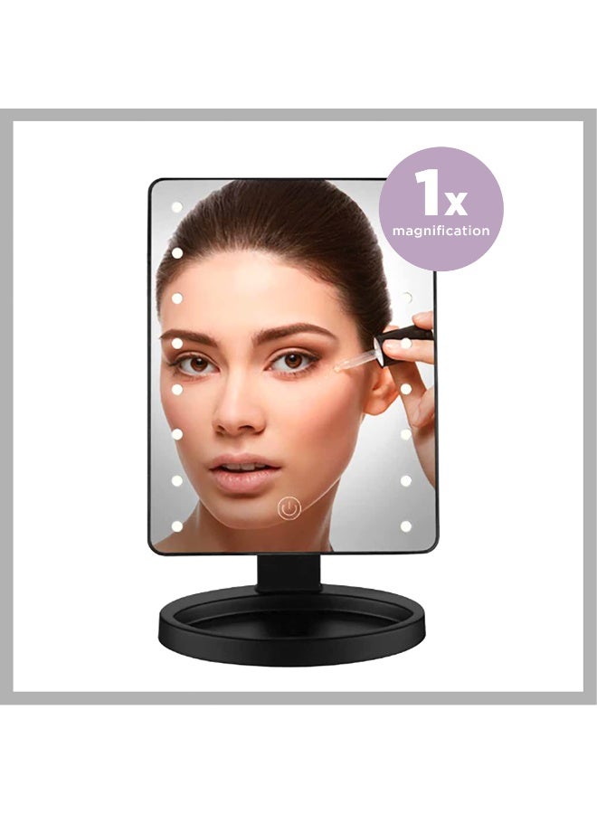 Conair Lighted Makeup Mirror, LED Vanity Mirror with Storage Base, Battery Operated in Black - Image 5