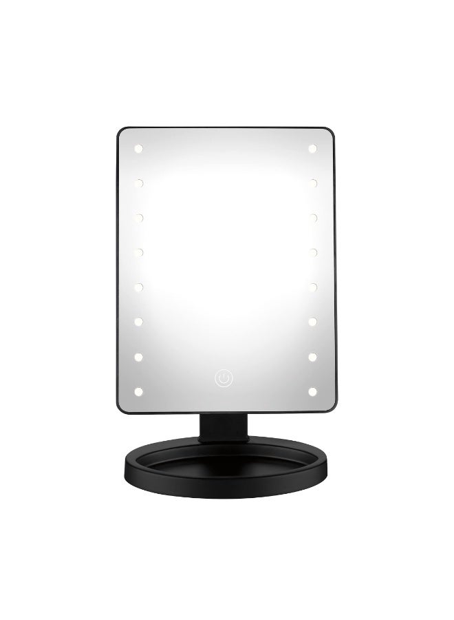 Conair Lighted Makeup Mirror, LED Vanity Mirror with Storage Base, Battery Operated in Black - Image 1