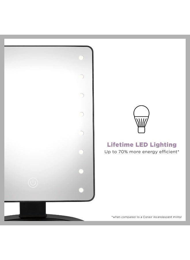 Conair Lighted Makeup Mirror, LED Vanity Mirror with Storage Base, Battery Operated in Black - Image 3