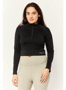 Tala Women High Neck Long Sleeves Brand Logo Sweatshirt, Black  - Image 1