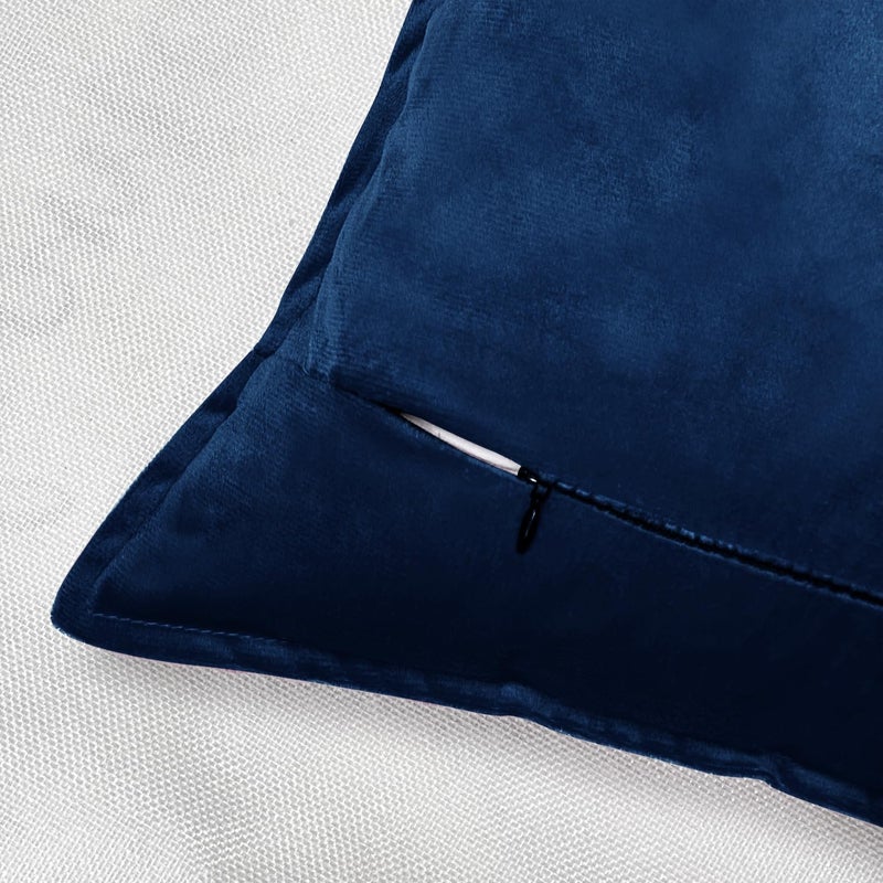VAKADO Throw Pillow Covers 20x20 Set of 2 Dark Blue Velvet Decor Decorative Couch Cushion Euro Pillowcases with Fringe Home Bed Decoration for Sofa Bedroom Office - Image 4