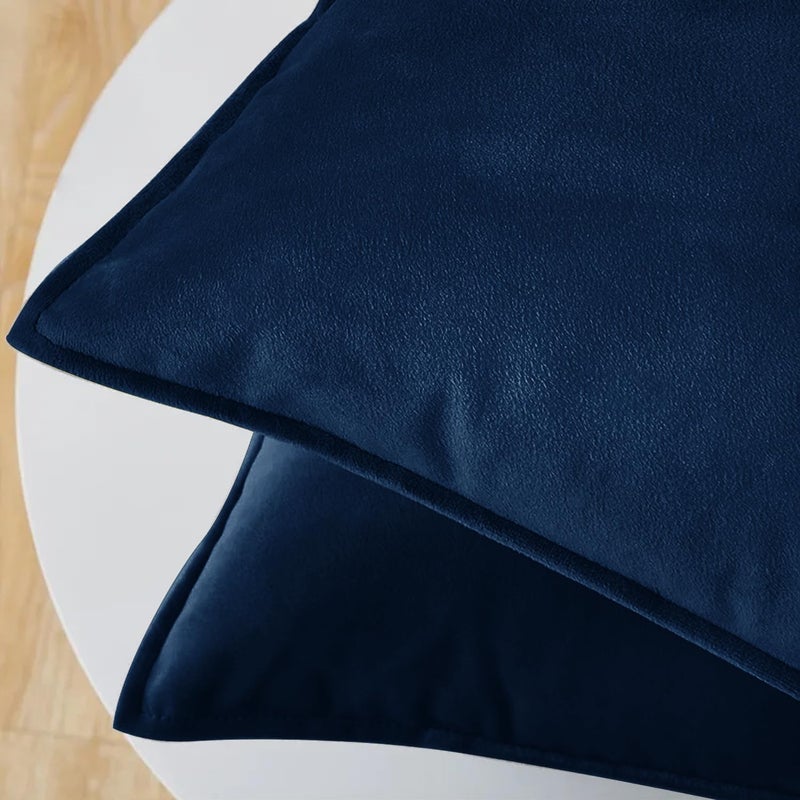 VAKADO Throw Pillow Covers 20x20 Set of 2 Dark Blue Velvet Decor Decorative Couch Cushion Euro Pillowcases with Fringe Home Bed Decoration for Sofa Bedroom Office - Image 2