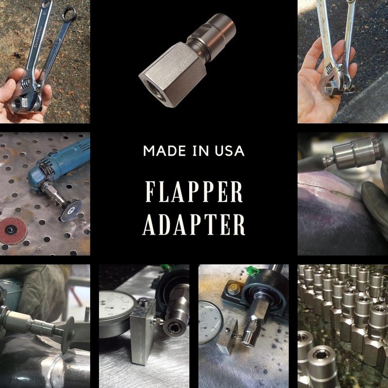 DRILAX Flapper Adapter 5/8 -11 Thread 1/4" Collet Angle Grinders Into Die Grinders for Carbide Burrs Flapper Wheels Made in USA Compatible with Dewalt - Image 2