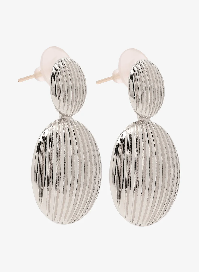 جينجر أقراط فضية جريئة بقطعتين