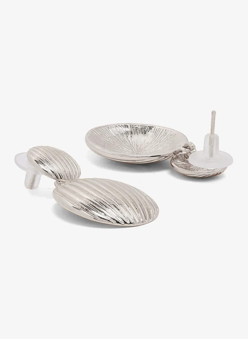 جينجر أقراط فضية جريئة بقطعتين