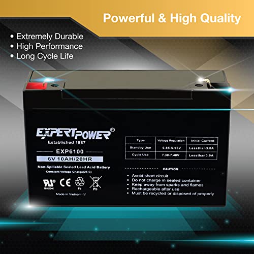 ExpertPower 6V 10AH Sealed Lead Acid (SLA) Battery with F1 Terminal - Image 4