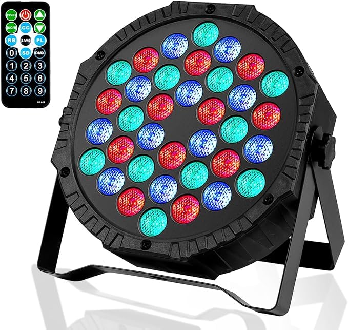 HEADLY LED Par Stage Light, 36 RGB LEDs, DJ Party Lighting with Easy Setup Mount, Black - Image 1