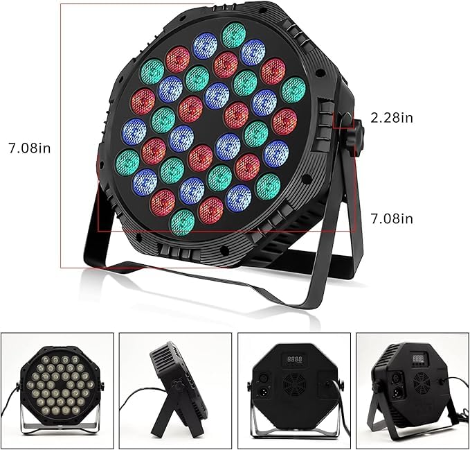 HEADLY LED Par Stage Light, 36 RGB LEDs, DJ Party Lighting with Easy Setup Mount, Black - Image 4