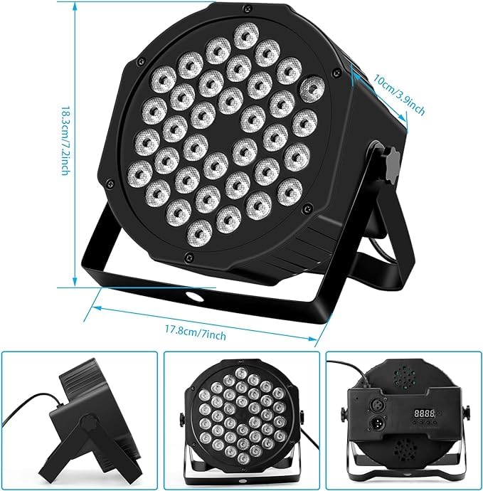 HEADLY LED Par Stage Light, 36 RGB LEDs, DJ Party Lighting with Easy Setup Mount, Black - Image 2