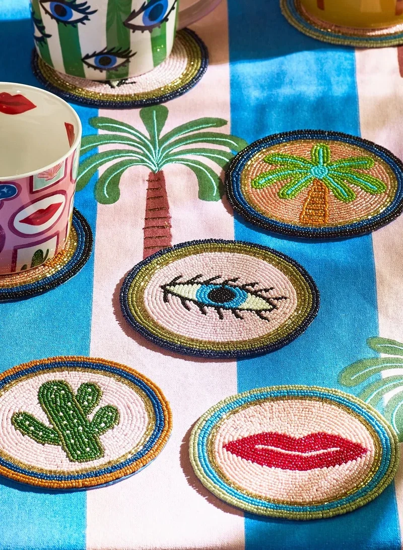 اليانور بومر Electric Coast Set Of 4 Icon Beaded Coasters