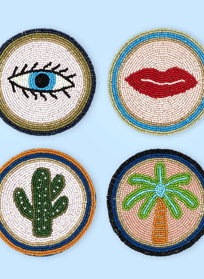 اليانور بومر Electric Coast Set Of 4 Icon Beaded Coasters