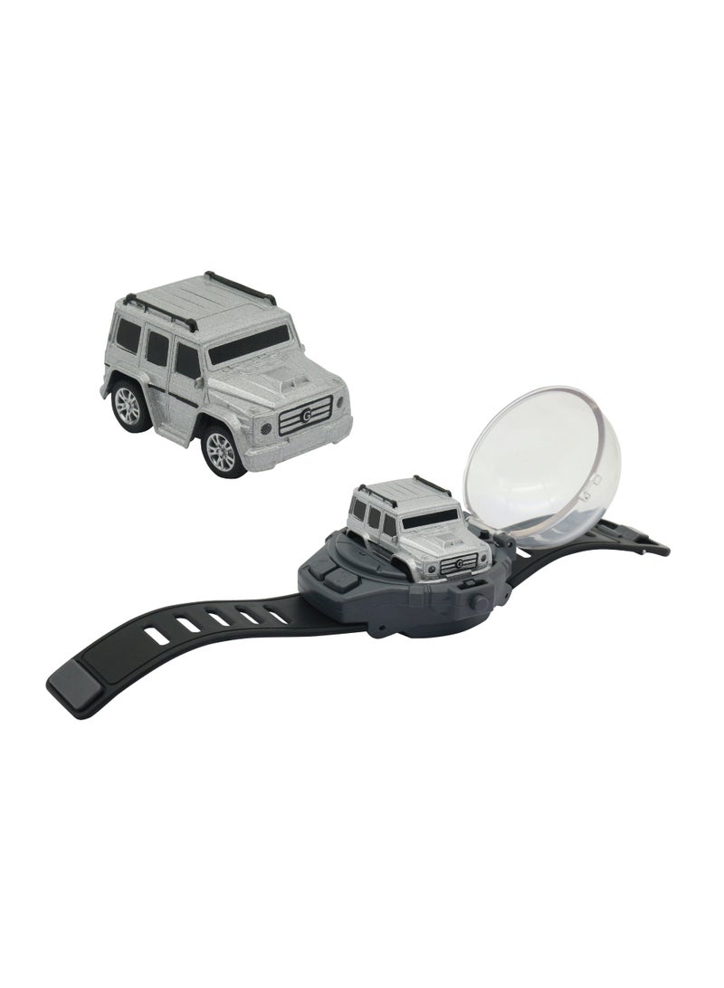 D-power - 1:64 Scale Watch Remote Control Car (Silver)– 2.4GHz Mini RC Car with Wearable Controller | Compact Racing Toy for Kids Ages 3+ - Image 1