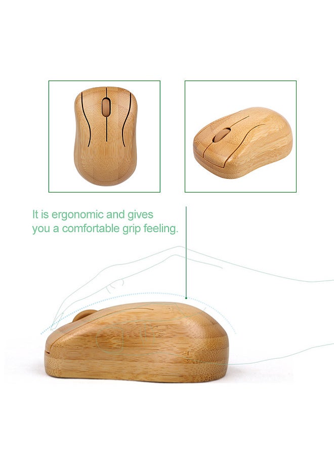 Generic - 2.4G Wireless Bamboo PC Keyboard and Mouse Combo Computer Keyboard Handcrafted Natural Wooden Plug and Play - Image 1