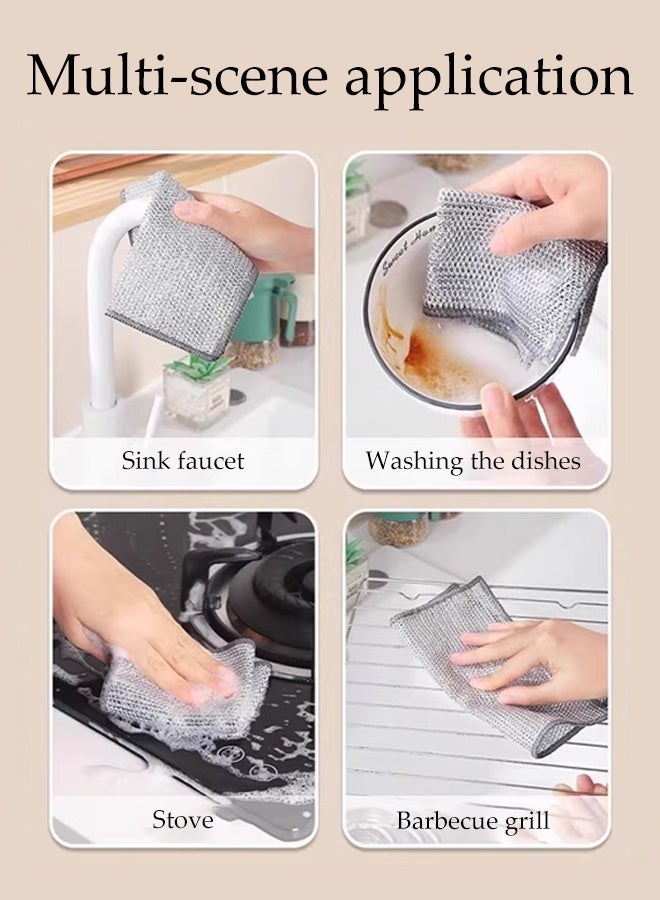 DUNISO 10 Pcs Wire Cleaning Cloths,Reusable Dishwashing Rags,Non-Scratch Wire Dish Cloths,Steel Wool Scrubber,Fast Drying,Easy Rinsing,for Wet and Dry,for Kitchen, Sinks, Pots, Pans,20*20cm - Image 3