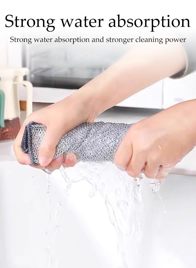 DUNISO 10 Pcs Wire Cleaning Cloths,Reusable Dishwashing Rags,Non-Scratch Wire Dish Cloths,Steel Wool Scrubber,Fast Drying,Easy Rinsing,for Wet and Dry,for Kitchen, Sinks, Pots, Pans,20*20cm - Image 4